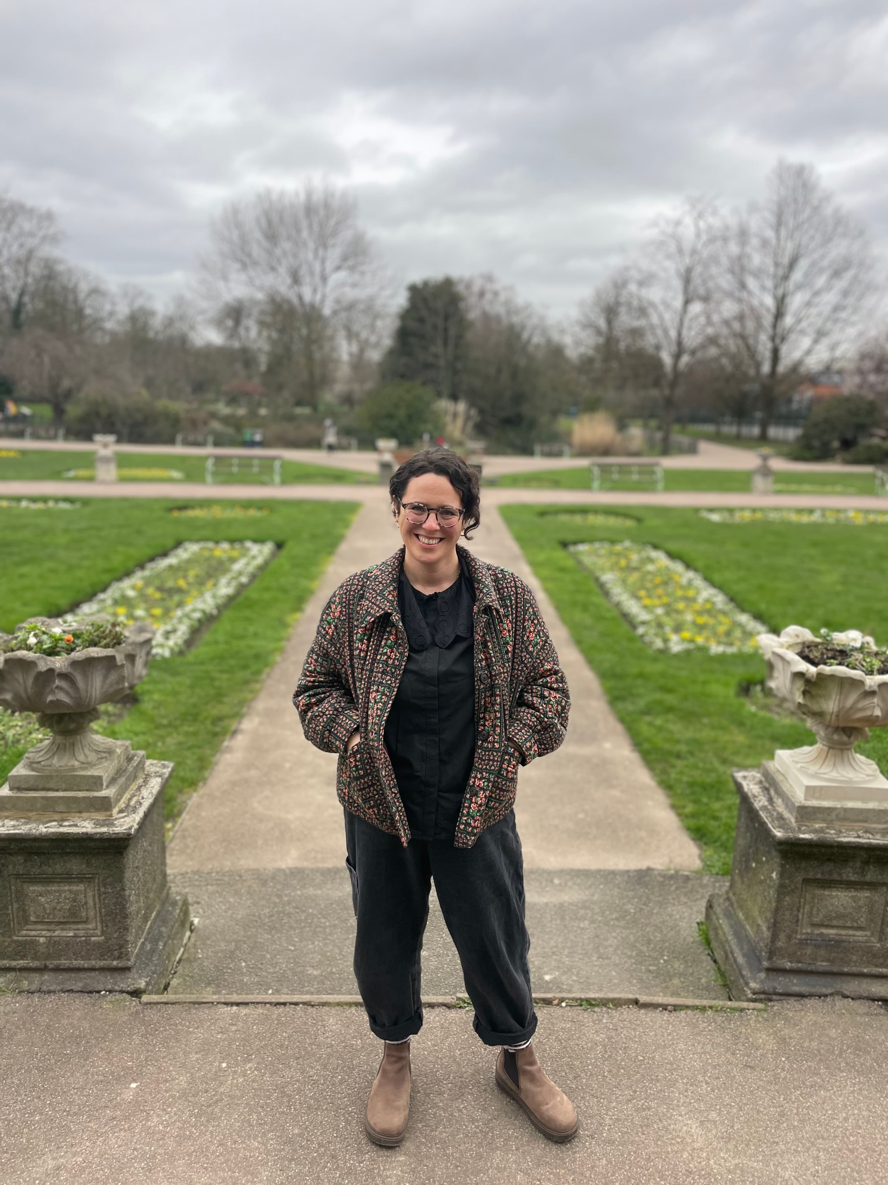 Becca, founder of Noisy Book Club, in the park